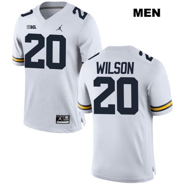 Men's NCAA Michigan Wolverines Tru Wilson #20 White Jordan Brand Authentic Stitched Football College Jersey ZI25N67TU